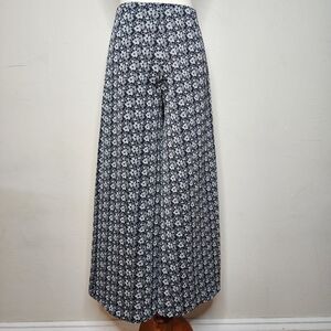 Vintage 60's Mod Silver Metallic Daisy Print Super Elephant Bell Pants Size 6